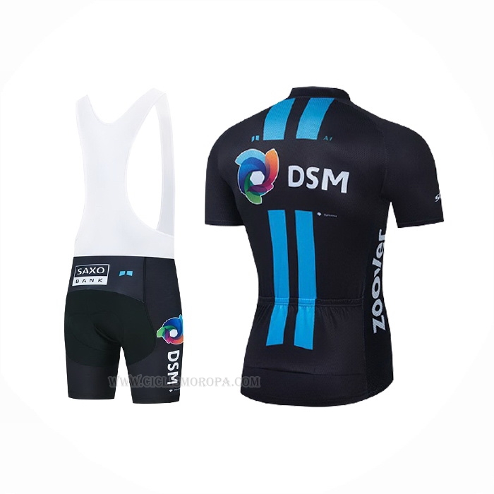 2021 Ropa Ciclismo DSM Azul Negro Mangas Corta y Culotte Corto